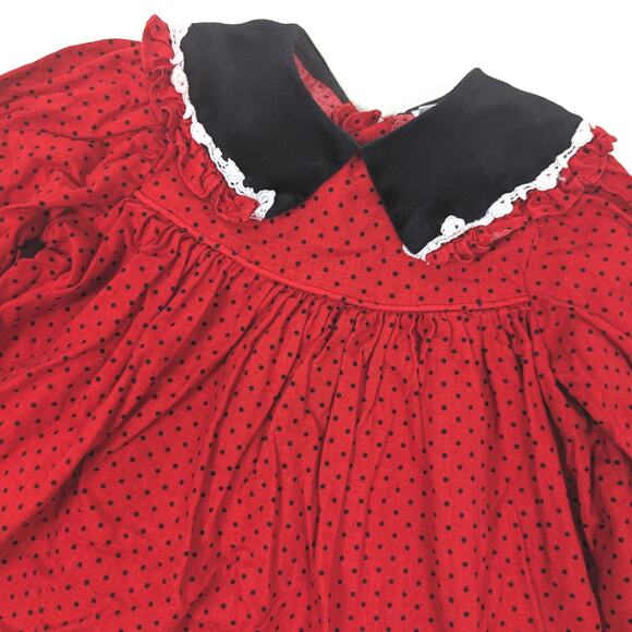 Vintage Bryan Dress Baby Girls Size 12m Red Polka Dot Christmas Holiday - Picture 2 of 5